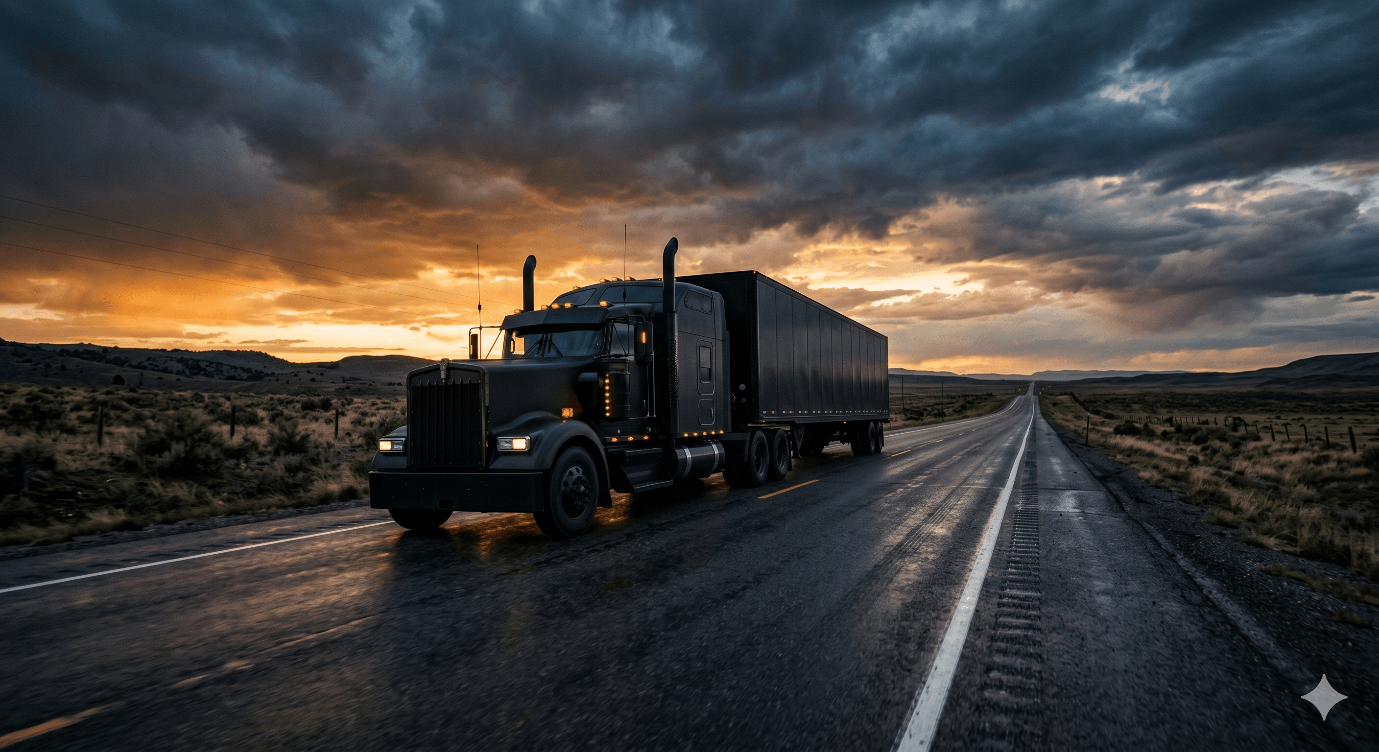 Open road at dusk